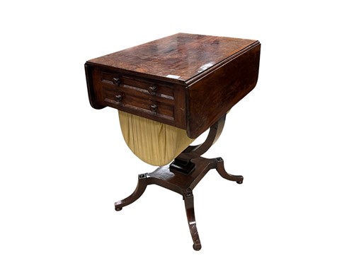Lot 668 - A Regency mahogany drop flap two drawer work...
