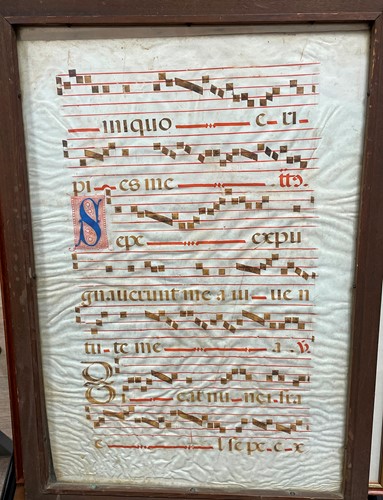 Lot 375 - A manuscript musical chant vellum leaf, early 16th century