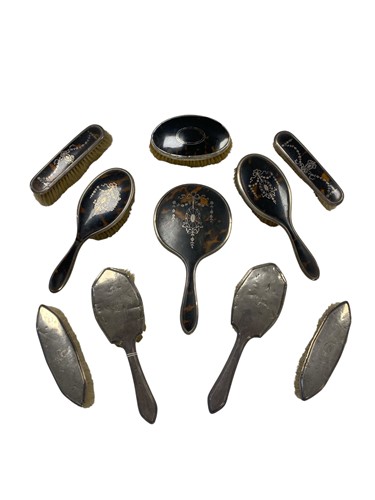 Lot 171 - A collection of silver brushes, together with...