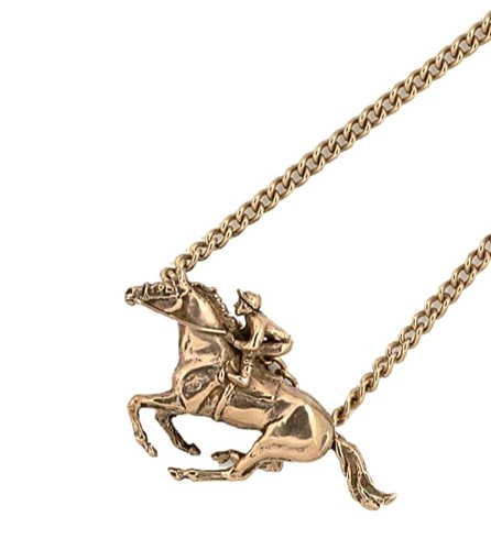 Lot 19 - A horse and jockey pendant and chain