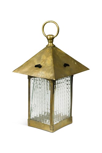 Lot 175 - An Arts & Crafts brass hall lantern