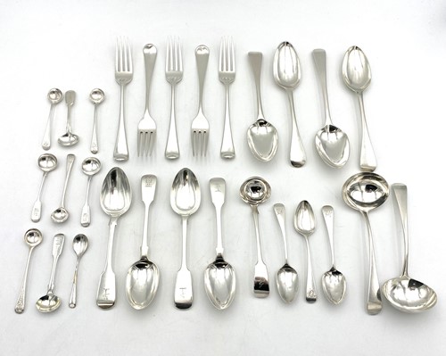 Lot 3 - A collection of mixed 19th century silver flatware
