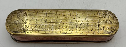 Lot 196 - Dutch brass tobacco box 4 x 17 x 5cm
