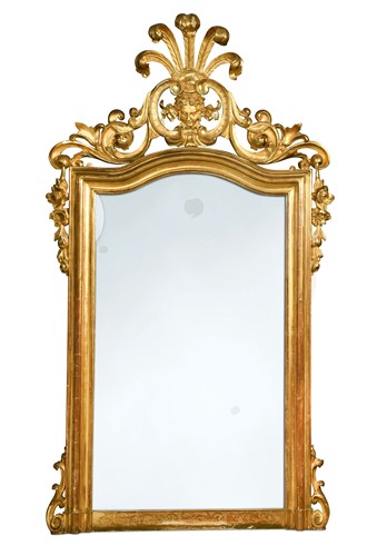Lot 596 - A Continental carved giltwood overmantel mirror, 19th century