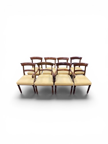 Lot 385 - A set of eight mahogany bar back dining chairs,...