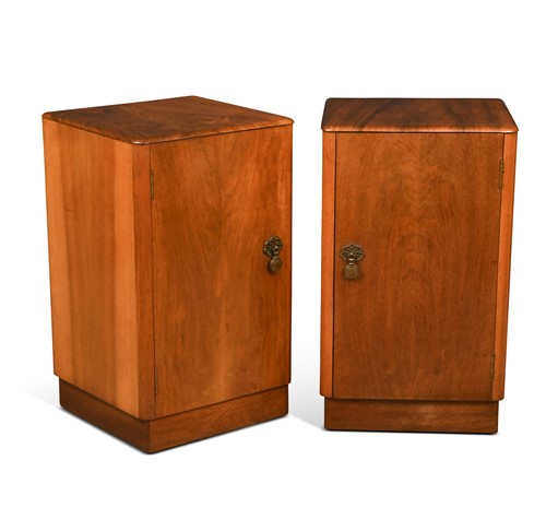 Lot 193 - A pair of Art Deco style walnut bedsides