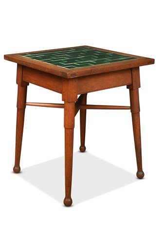 Lot 179 - An Arts & Crafts tile top oak occasional table