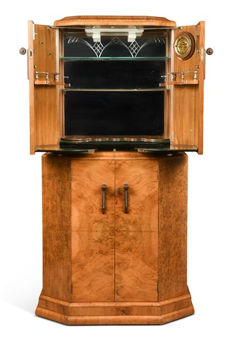 Lot 201 - An Art Deco walnut cocktail cabinet