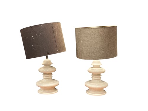 Lot 313 - A pair of Italian white pottery lamps 41cm...