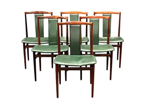 Lot 598 - A set of six Danish faux rosewood dining...