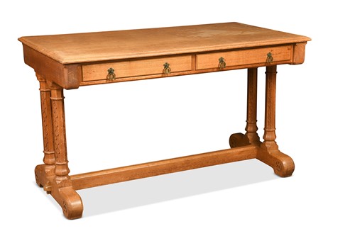 Lot 154 - Attributed to Holland & Sons for the 7th Duke of Marlborough, a pale oak library table