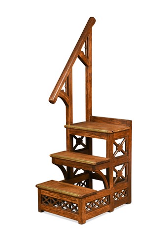 Lot 651 - A set of elm library steps, modern
