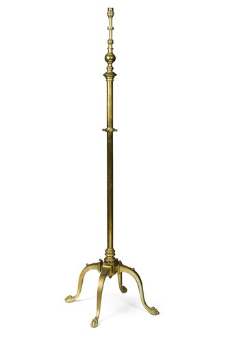Lot 165 - In the manner of W.A.S. Benson, a telescopic brass standard lamp