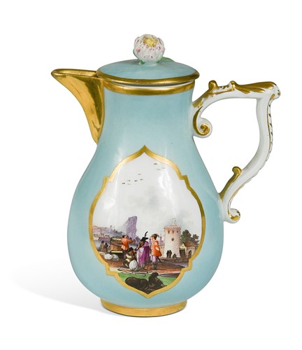 Lot 481 - A Meissen small coffee pot and cover