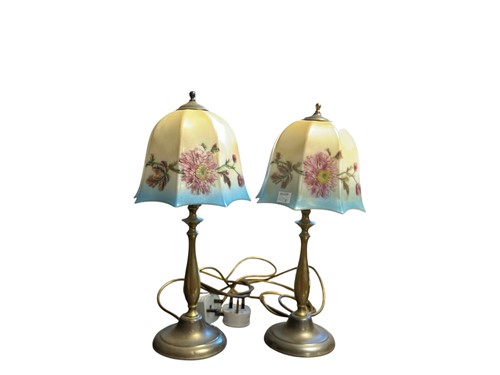 Lot 122 - A pair of brushed brass table lamps, late 20th...