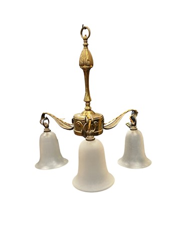Lot 291 - A three branch chandelier, 20th century, the...