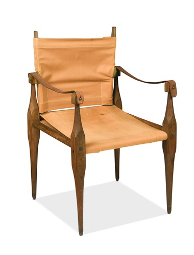Lot 190 - A teak and canvas Roorkhee chair, circa 1930