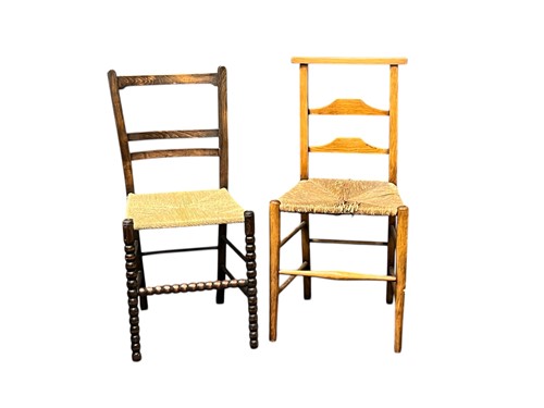 Lot 698 - Two early 20th century rush seated bedroom...