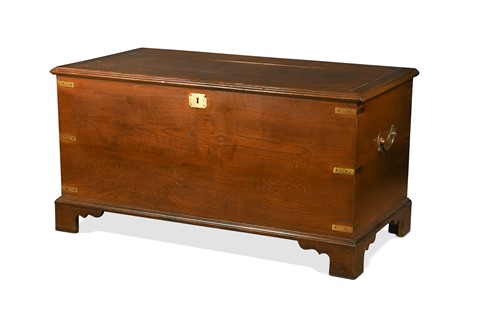 Lot 512 - An oak and brass-bound blanket box, 19th century