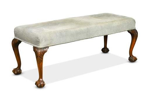 Lot 467 - A George III style mahogany long stool, 20th century