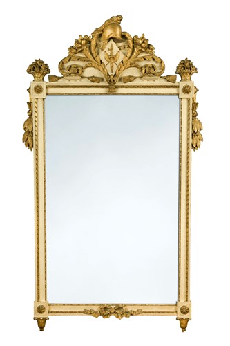 Lot 536 - A French Louis XVI style cream-painted wall mirror, 19th century