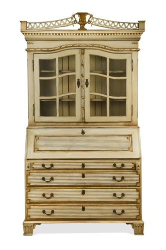Lot 539 - A Gustavian style painted and parcel-gilt bureau bookcase