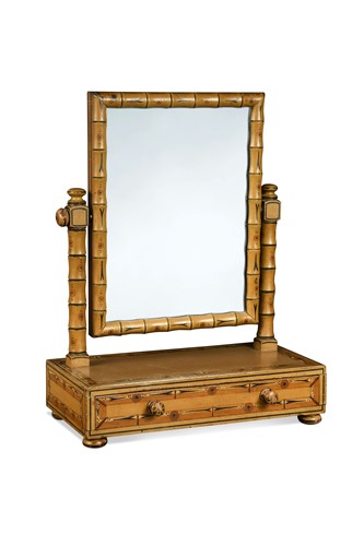 Lot 634 - A faux-bamboo painted dressing table mirror, 20th century