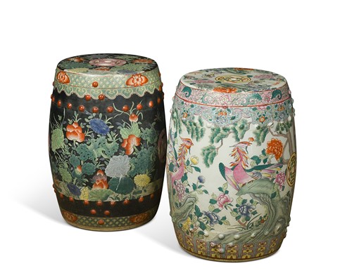 Lot 529 - Two Asian garden seats, modern