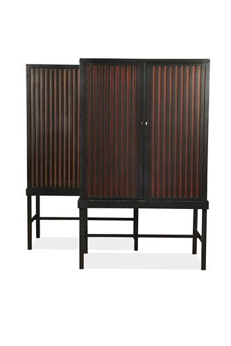 Lot 235 - William Yeoward, a pair of slatted cabinets on stands