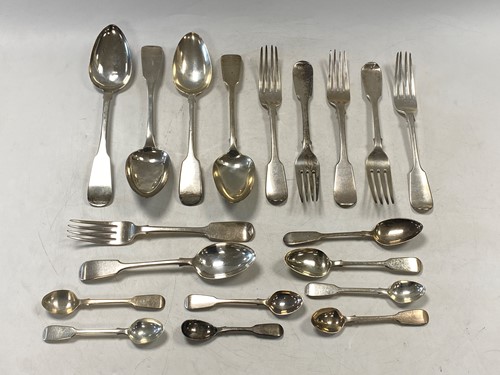 Lot 88 - A near set of Georgian and Victorian flatware