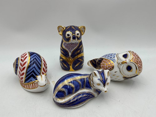 Lot 7 - Four Royal Crown Derby paperweights - Koala,...