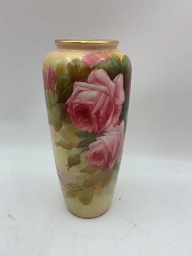 Lot 15 - A Royal Worcester vase painted with pink roses
