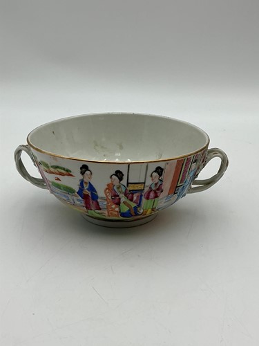 Lot 21 - A Chinese export Canton two handled bowl,...