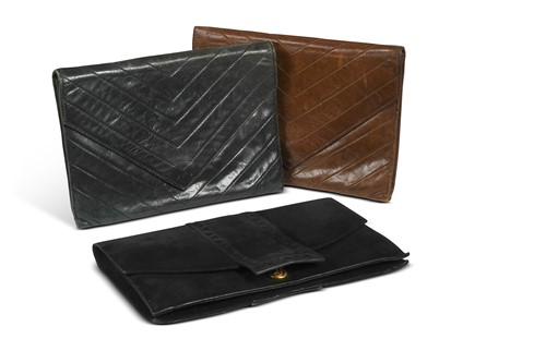 Lot 106 - An Yves Saint Laurent black leather envelope clutch bag