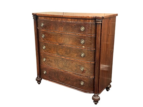 Lot 553 - A tall mahogany chest of drawers, 19th century,...