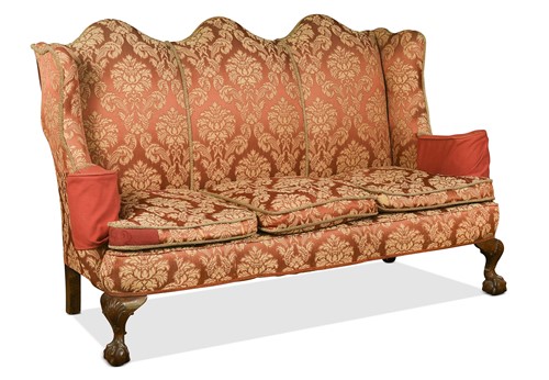 Lot 423 - A Queen Anne style walnut three seat sofa, early 20th century