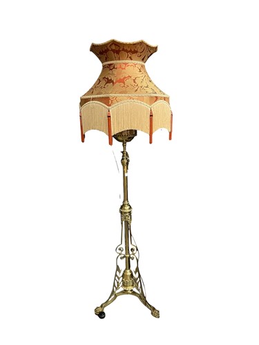 Lot 676 - A brass conservatory floor or standard lamp...