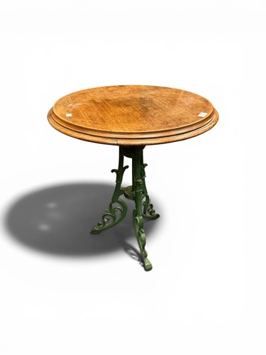 Lot 673 - A cast-iron pub table (small), circular top,...