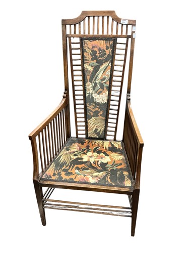 Lot 620 - Art Nouveau stick-back armchair with high back...