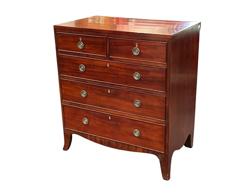 Lot 593 - A small Georgian style mahogany veneered chest...