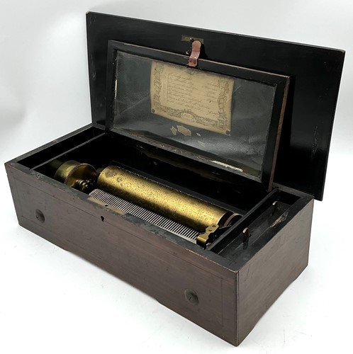 Lot 207 - A 19th century rosewood inlaid music box 14 x...