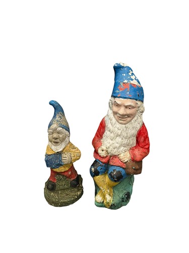 Lot 692 - Two painted garden gnomes tallest 43cm high