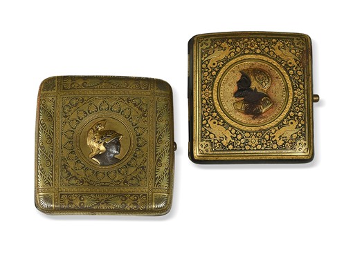 Lot 658 - Two Spanish damascened cigarette cases, early 20th century