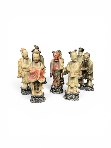 Lot 53 - Eight Chinese hard stone figures of Immortals...