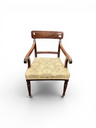 Lot 582 - A Victorian desk chair with reeded tablet back...