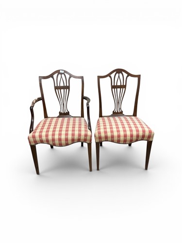 Lot 677 - A set of eight mahogany dining chairs, pierced...