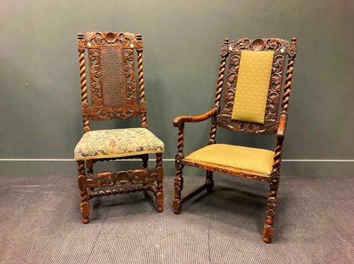 Lot 526 - A 17th century and later walnut armchair with...