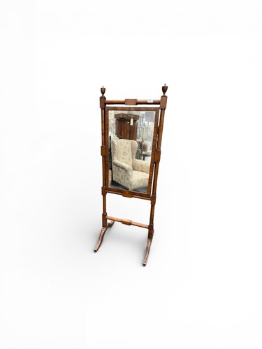 Lot 583 - Small dressing or cheval mirror on mahogany...