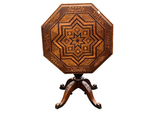 Lot 603 - An marquetry inlaid hexagonal occasional table,...