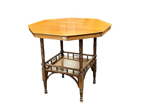 Lot 592 - An Arts & Crafts hexagonal table on turned...